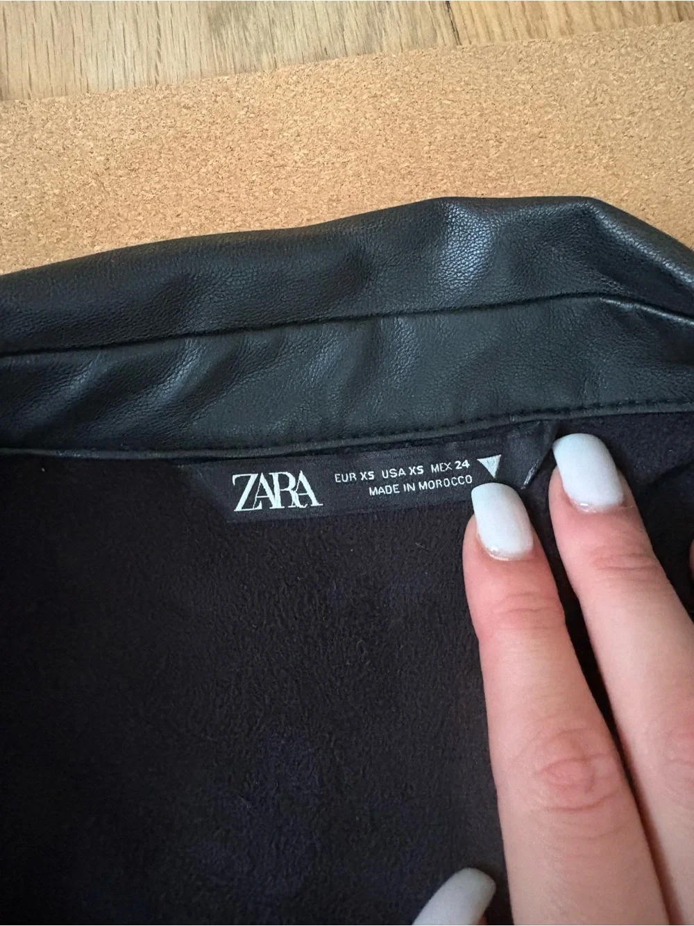Zara Black Leather Utility Shirt Jacket - Women